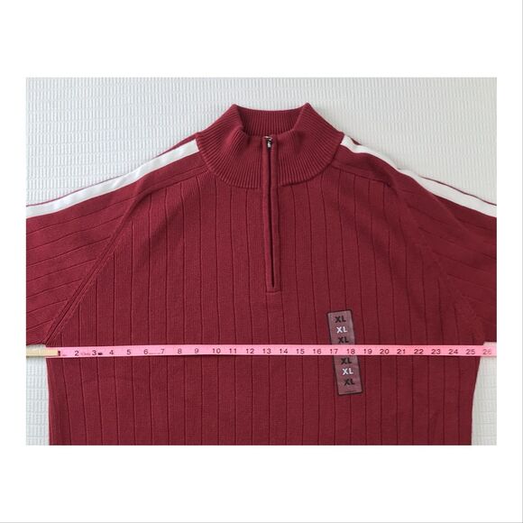Vintage Route 66 Mens 1/4 Zip Sweater XL Red White Stripe Ribbed 100% Cotton NWT - Picture 7 of 9